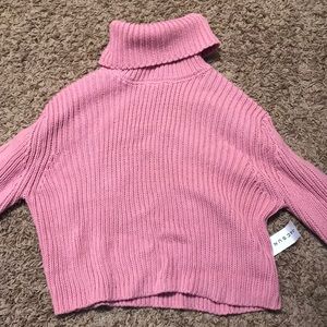 Pink cropped turtleneck